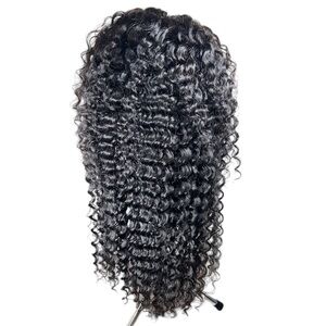 Natural Black Human Hair Deep Wave 13x6 Lace Frontal 30 Inch Wig
